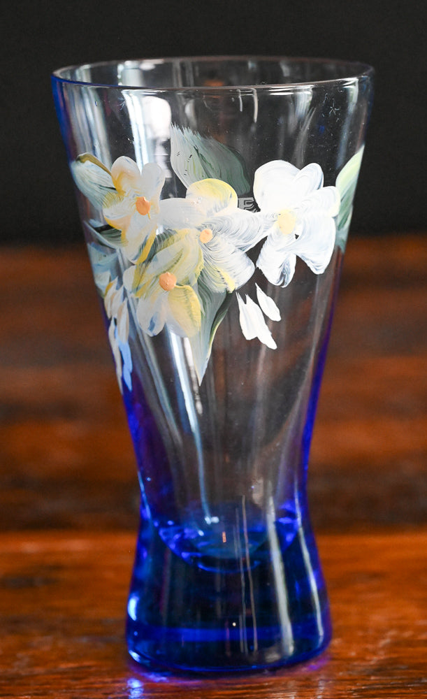 Blue Handpainted White Flower Tumblers