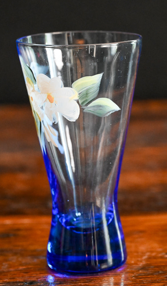 Blue Handpainted White Flower Tumblers