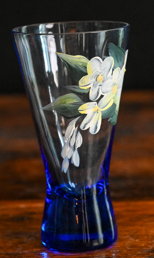 Blue Handpainted White Flower Tumblers