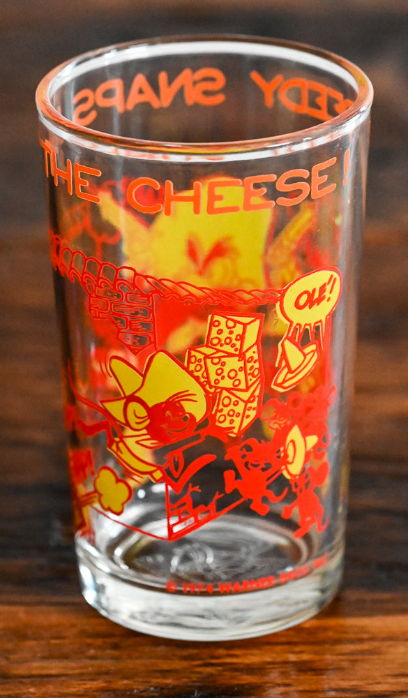 red and yellow Looney Toons Glass