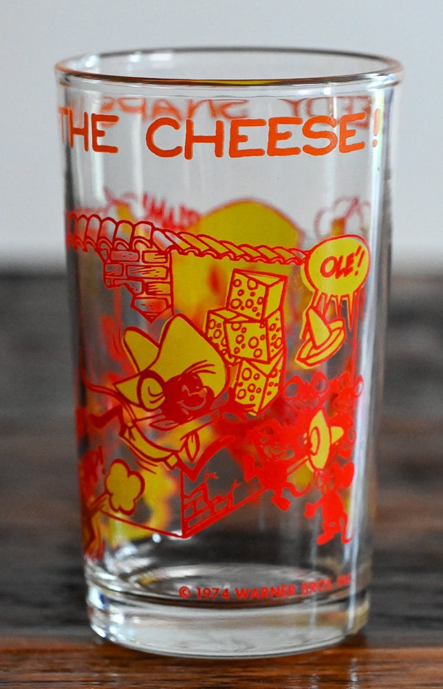 red and yellow Looney Toons Glass