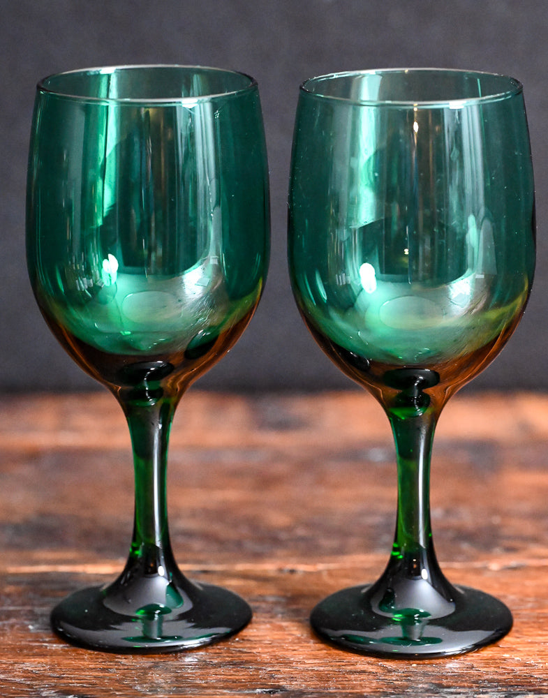 Libbey emerald green wine glasses