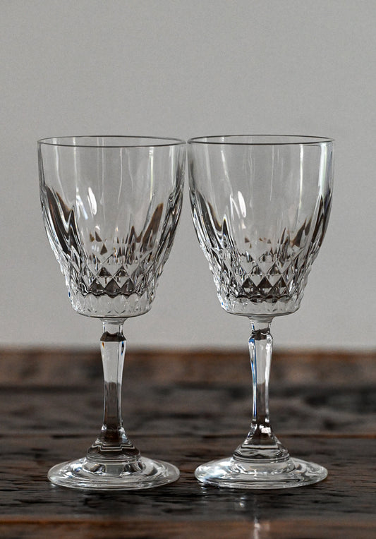 diamond cut stemmed glasses