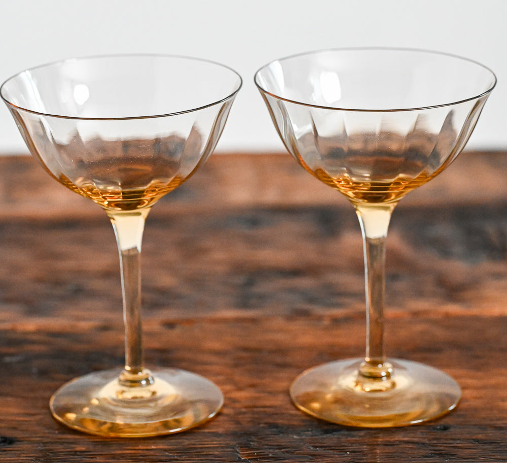 amber glass cocktail coupes