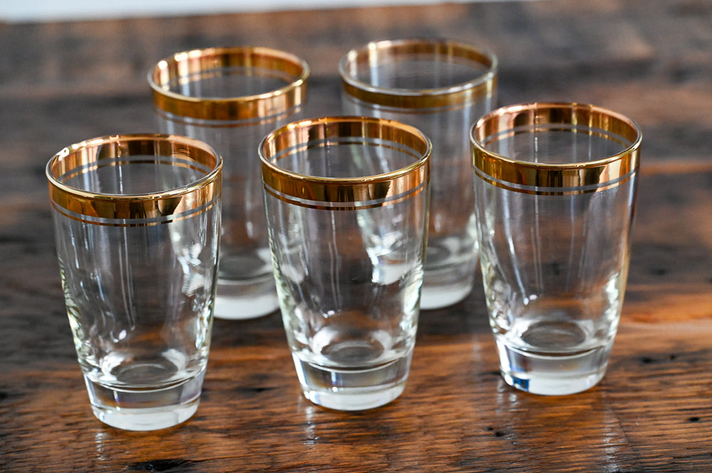 Gold Rim Libbey Libbey Mid-Century Modern Gold Rimmed Highball Glasses – Happy Hour ...