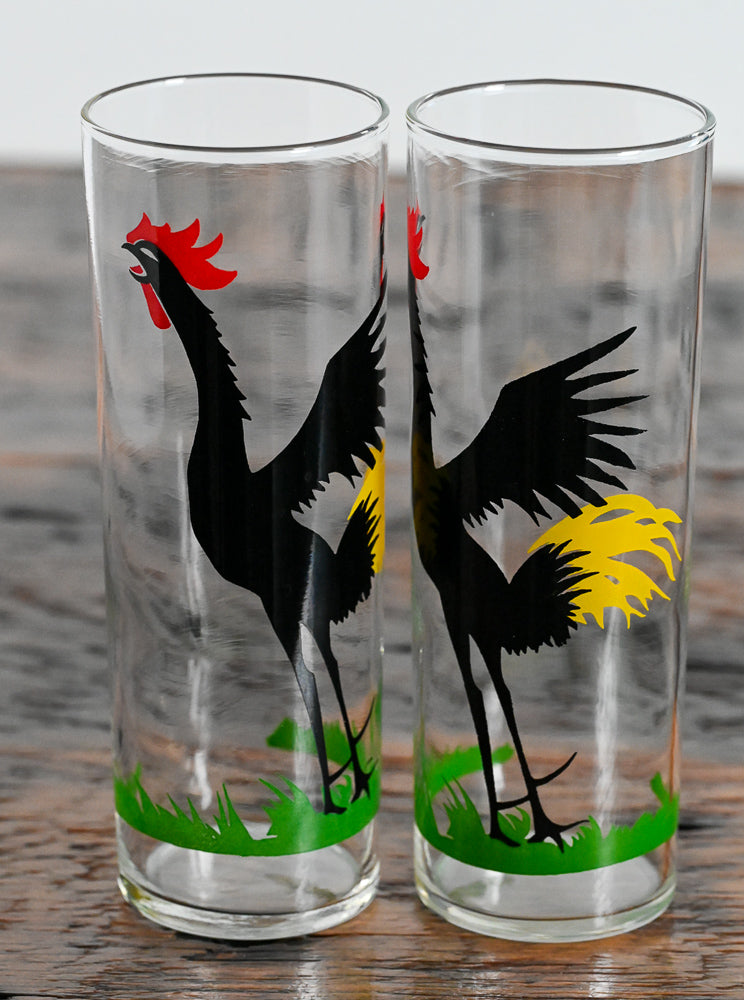 Federal black rooster with yellow and red feathers highballs