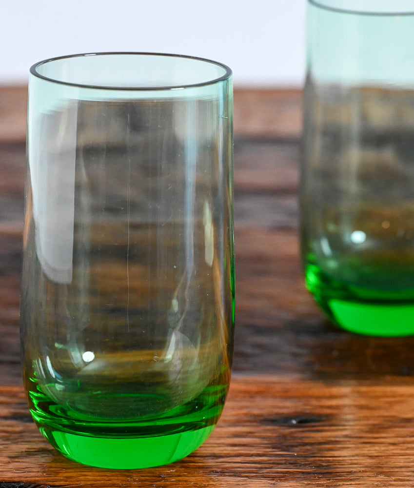 green glass tumblers