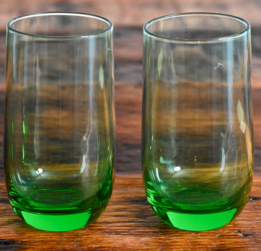 green glass tumblers