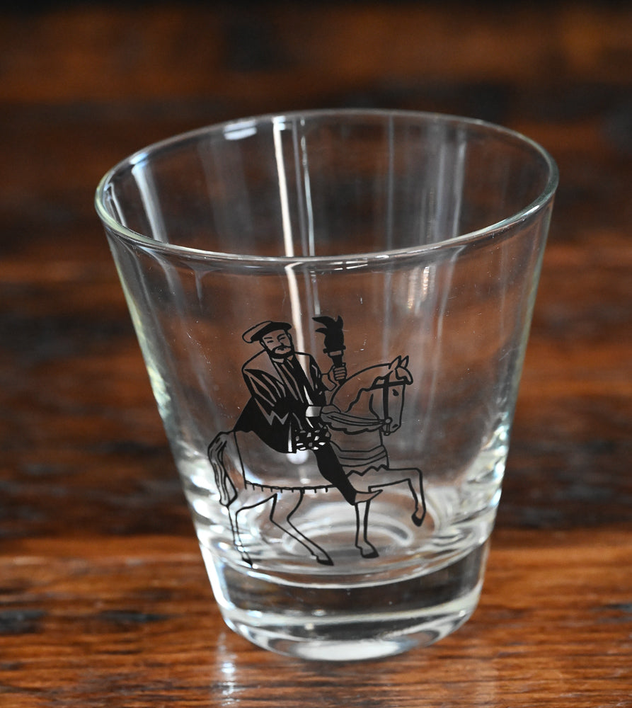 Man on horse double rocks glass