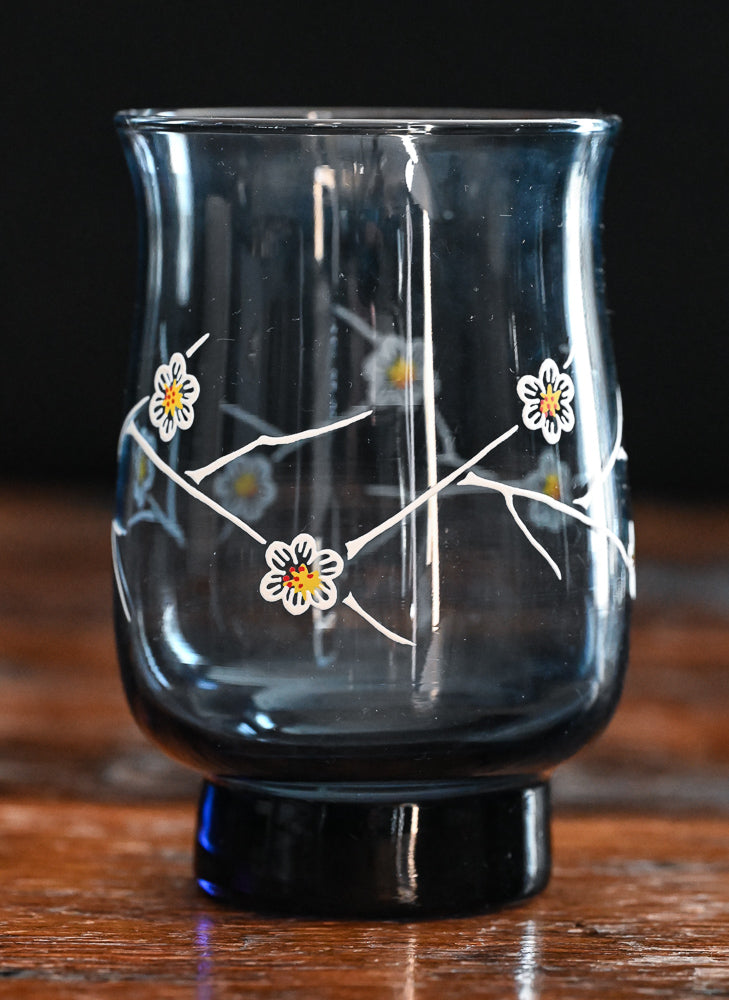 smoke blue dogwood print Libbey tumblers