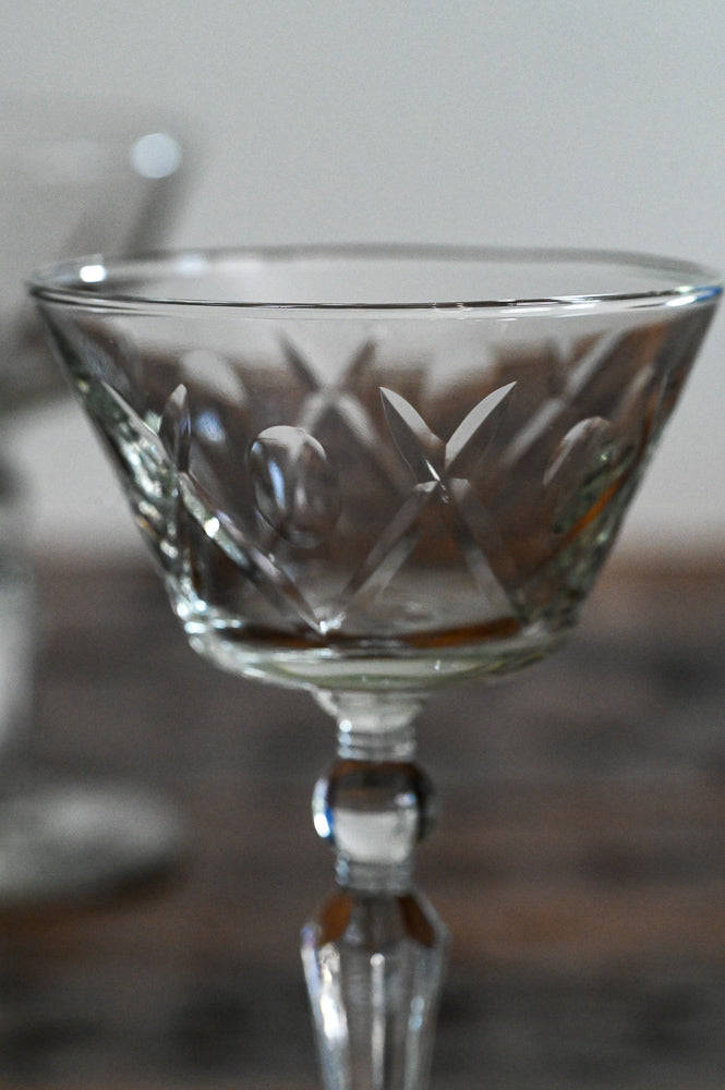 clear glass cocktail coupe