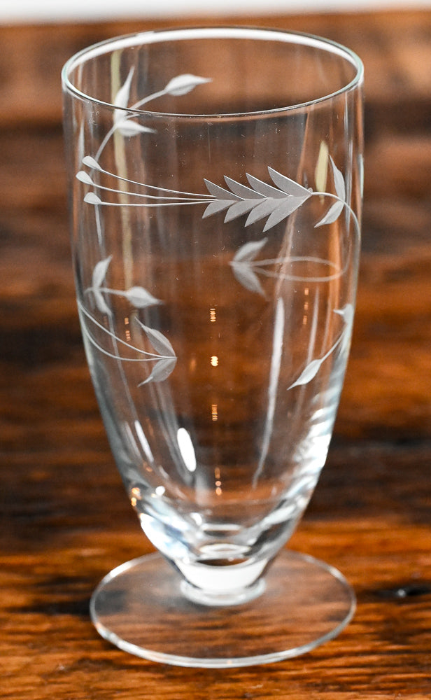 Princess House floral etched footed clear tumblers