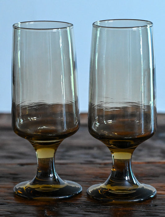 Smoke brown stemmed goblets