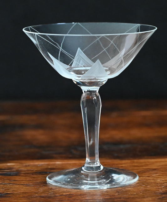 Diamond etched cocktail coupes