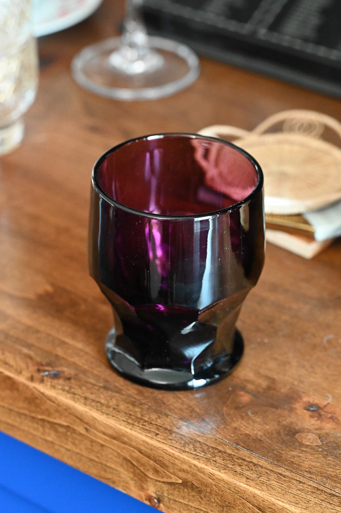 purple glass tumbler