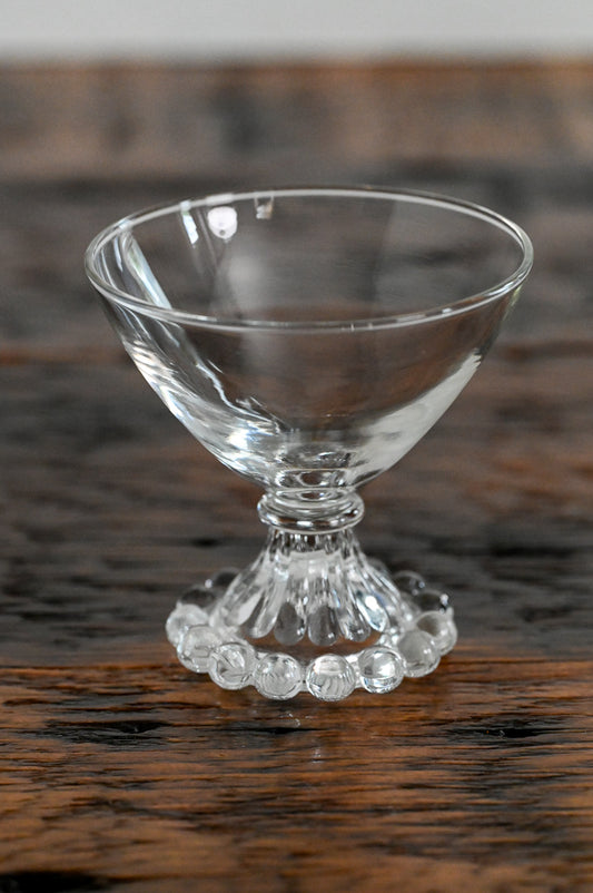 Anchor Hocking boopie clear glasses with glass balls on foot of glass