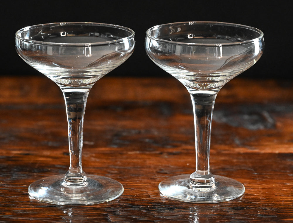 2 small clear cocktail coupes