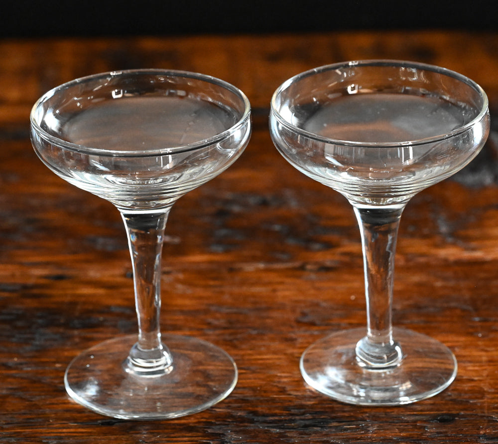 2 small clear cocktail coupes