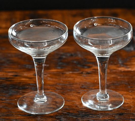 2 small clear cocktail coupes