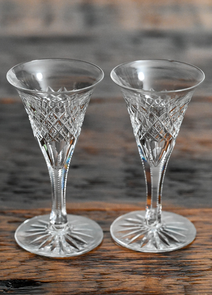 etched flared clear cordial glasses