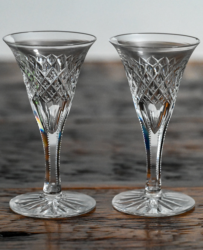 etched flared clear cordial glasses