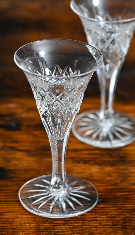 etched flared clear cordial glasses