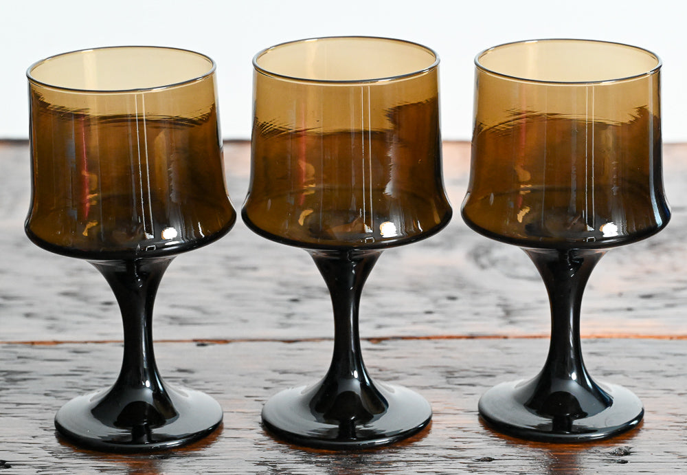 brown glass wine glasses