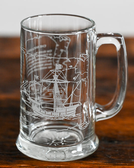 clear glass Santa Maria Long John Silvers Columbus 1992 mug
