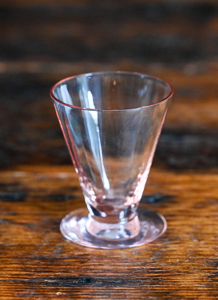 pink optic glass footed tumblers