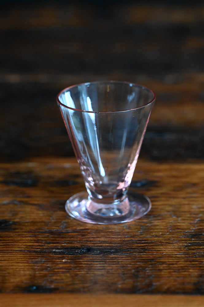 pink optic glass footed tumblers