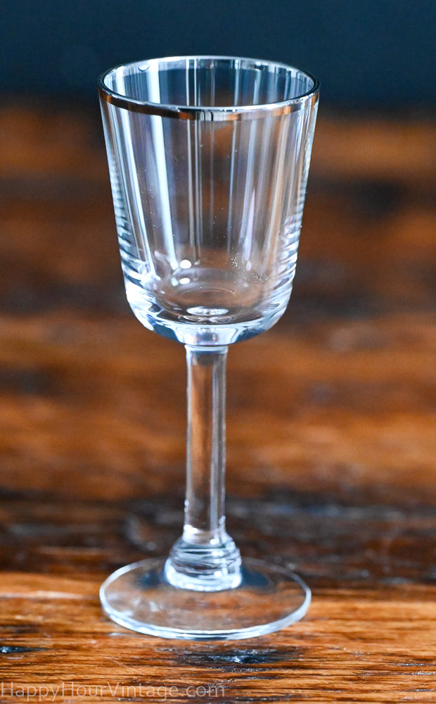 Platinum rim clear cordial glasses