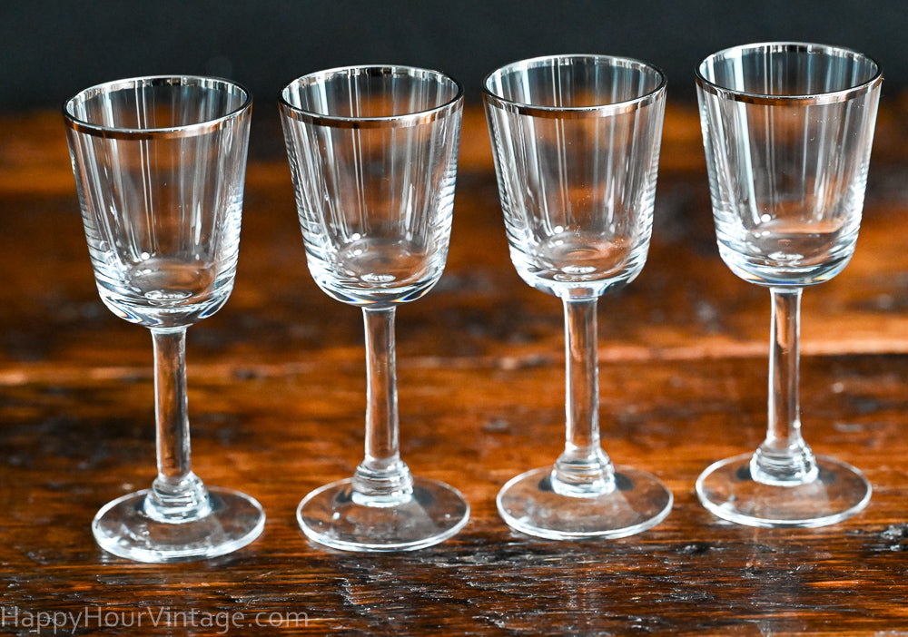 Platinum rim clear cordial glasses