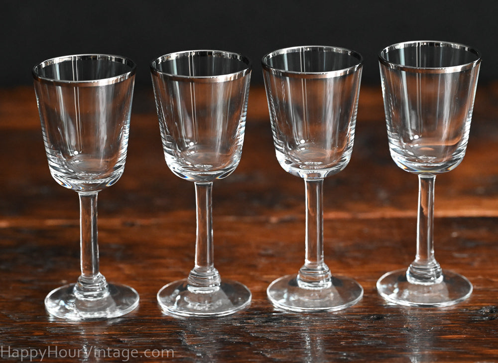 Platinum rim clear cordial glasses