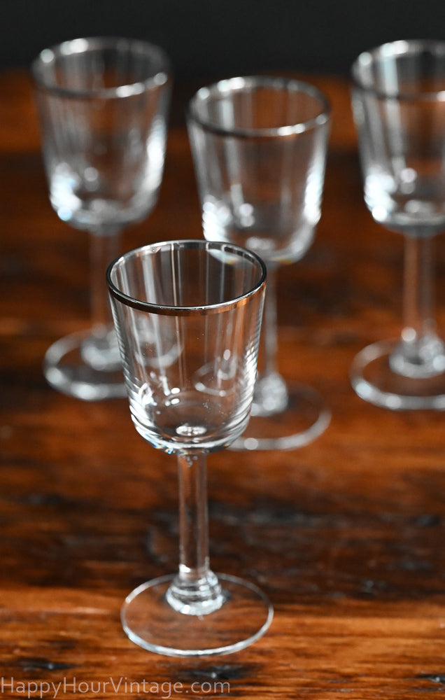 Platinum rim clear cordial glasses