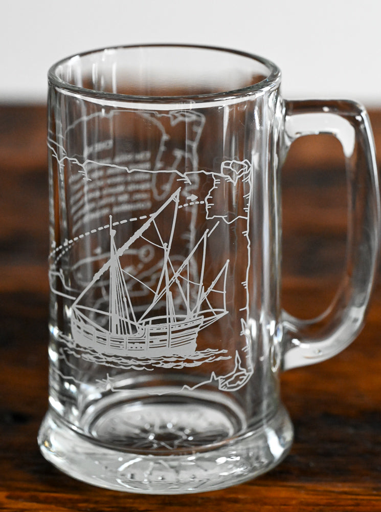 Long John Silvers clear mug 1992 collection of Columbus ships - Nina