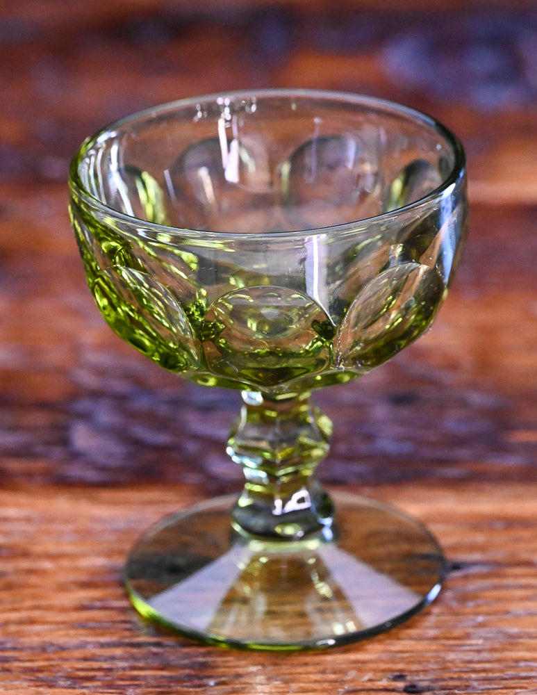 Imperial Glass Green Provincial Thumbprint coupes