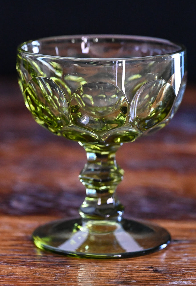 Imperial Glass Green Provincial Thumbprint coupes