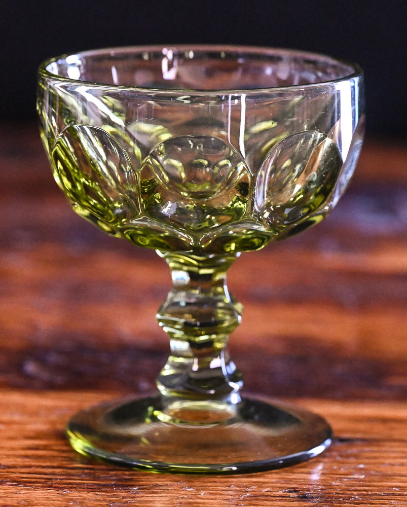 Imperial Glass Green Provincial Thumbprint coupes