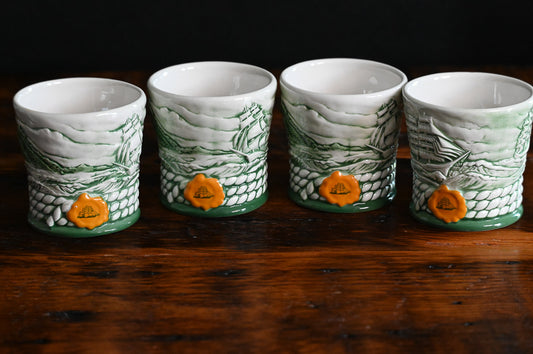 Ceramic green and white Cutty Sark Cups