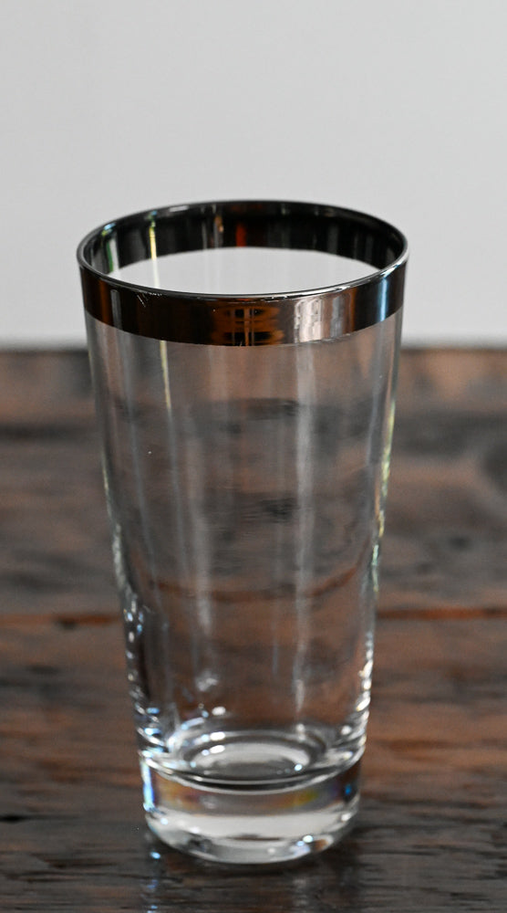 silver rimmed clear tumblers