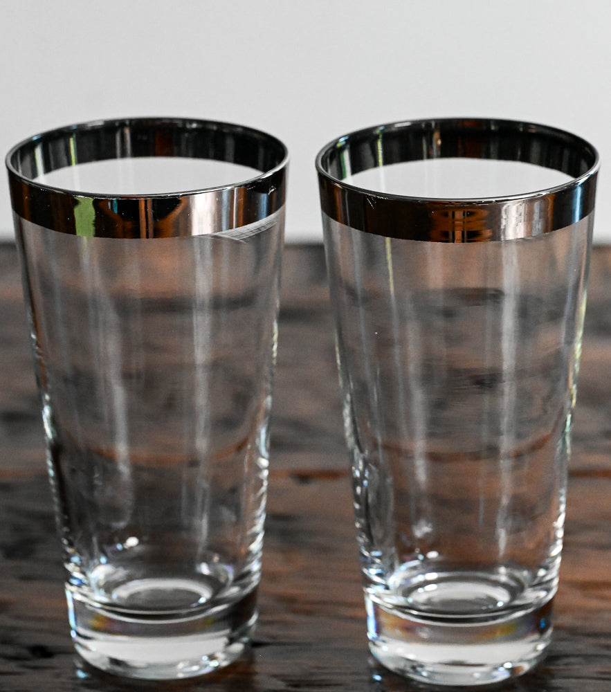 silver rimmed clear tumblers