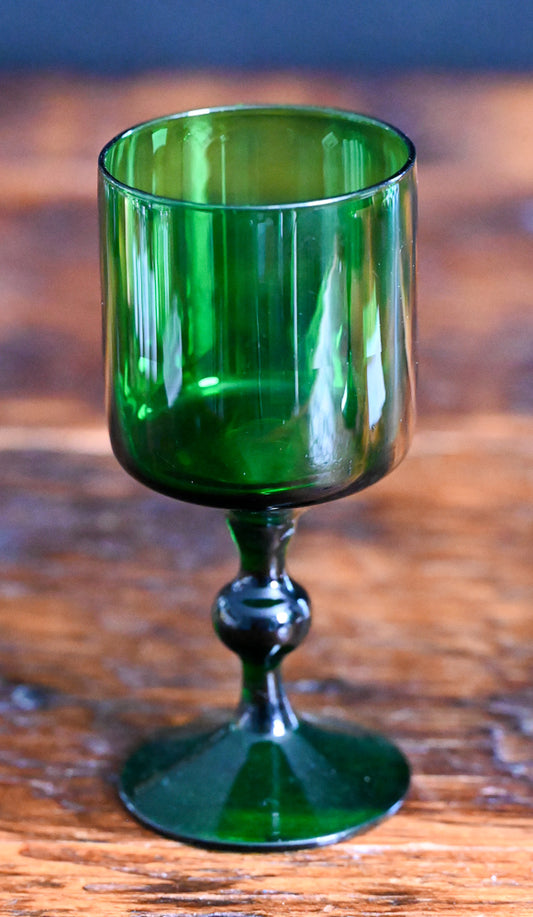 green glass goblets