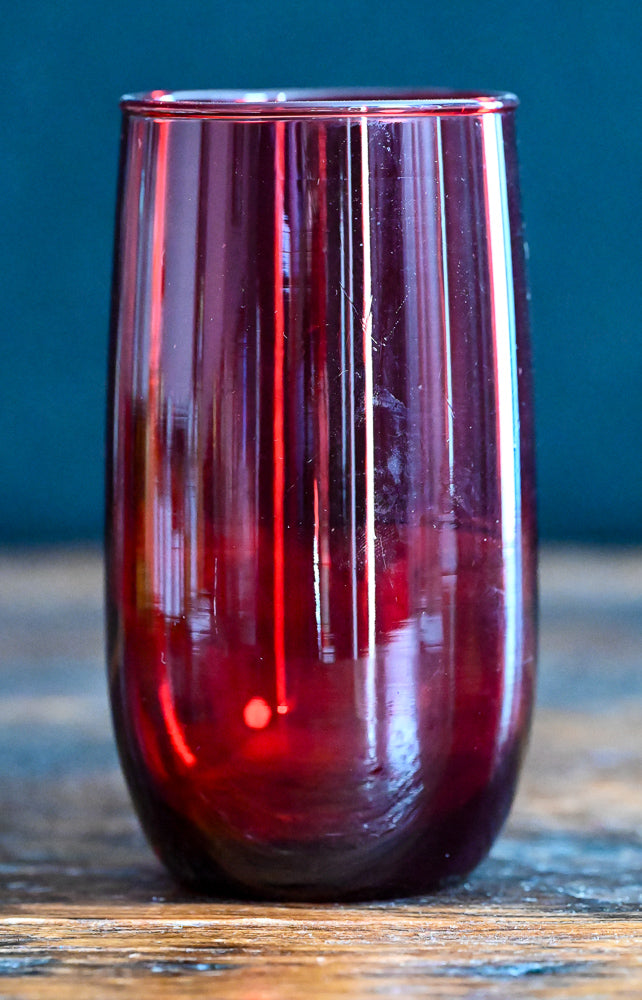 red glass tumbler