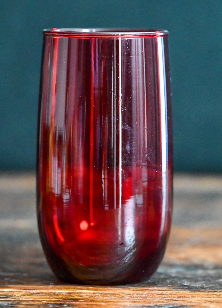 red glass tumbler