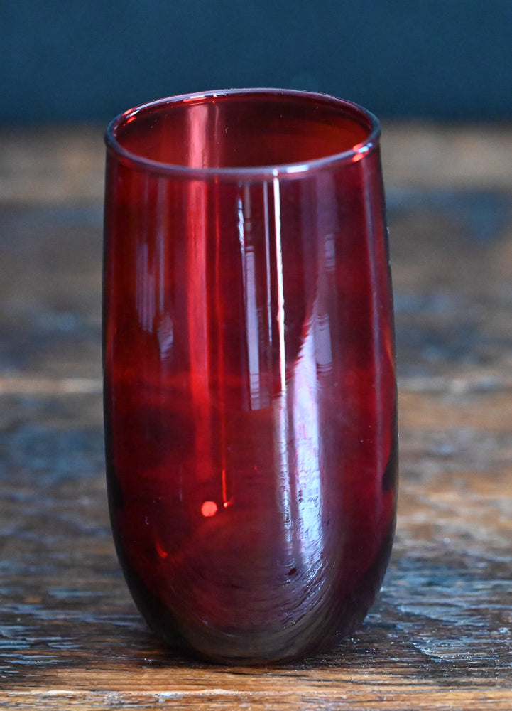 red glass tumbler