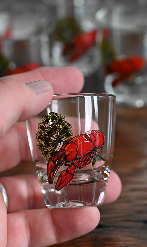 Lobster print shot glass