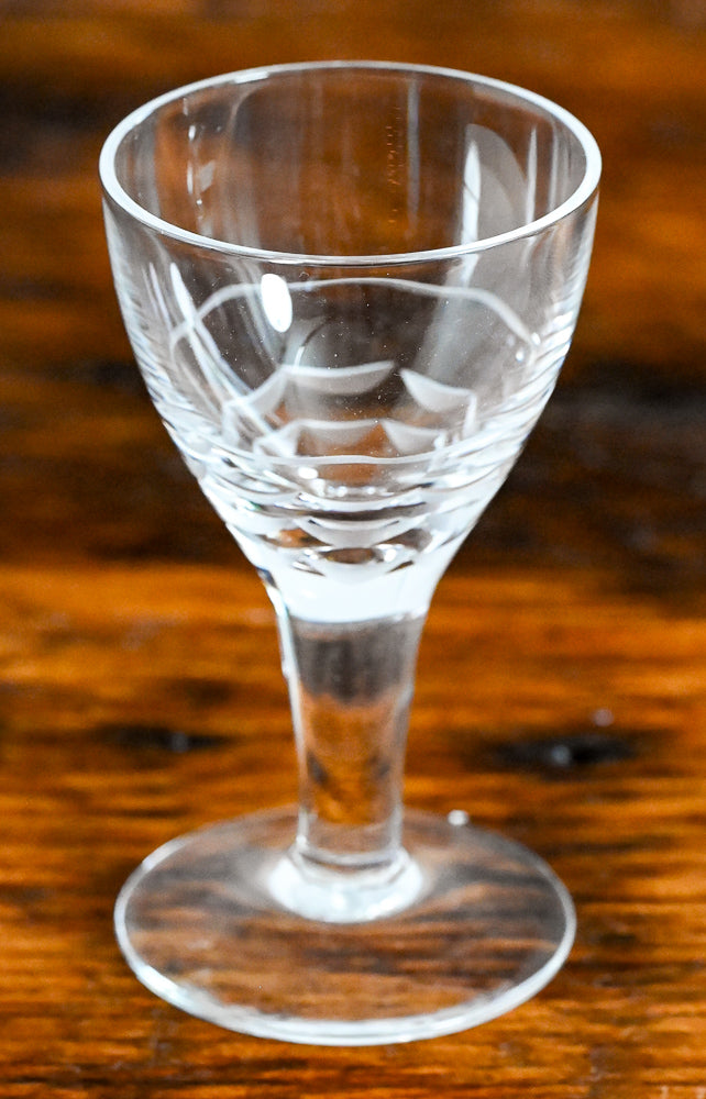 etched clear liquor glasses