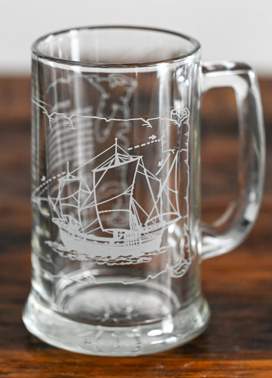 clear glass Long John Silvers 1992 collectors Columbus mug