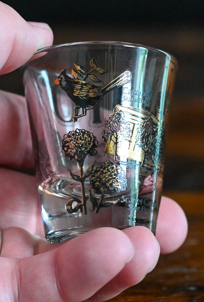 black and gold Ohio souvenir shot glass