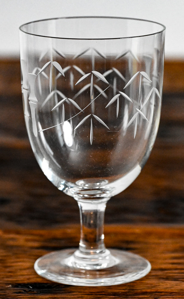 Noritake bamboo etched clear drinking glass